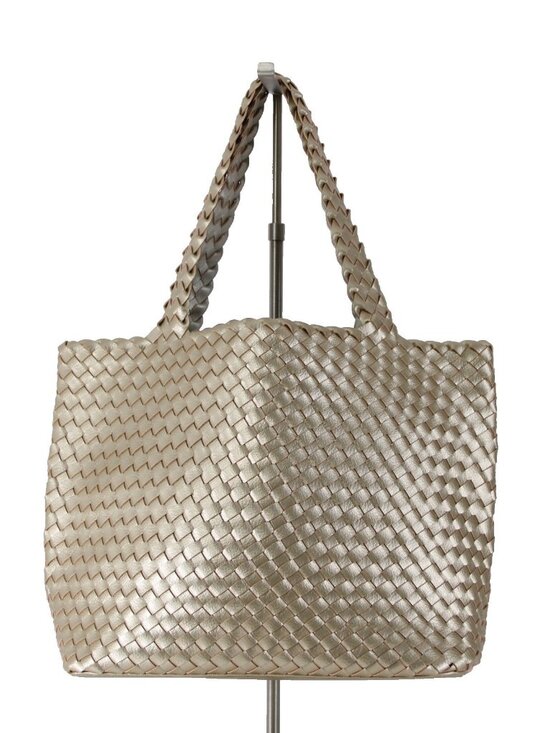 Ilse Jacobsen Purse 17 x 12 x 6 Gold Two Handle Polyurethane Purse - Picture 1 of 10